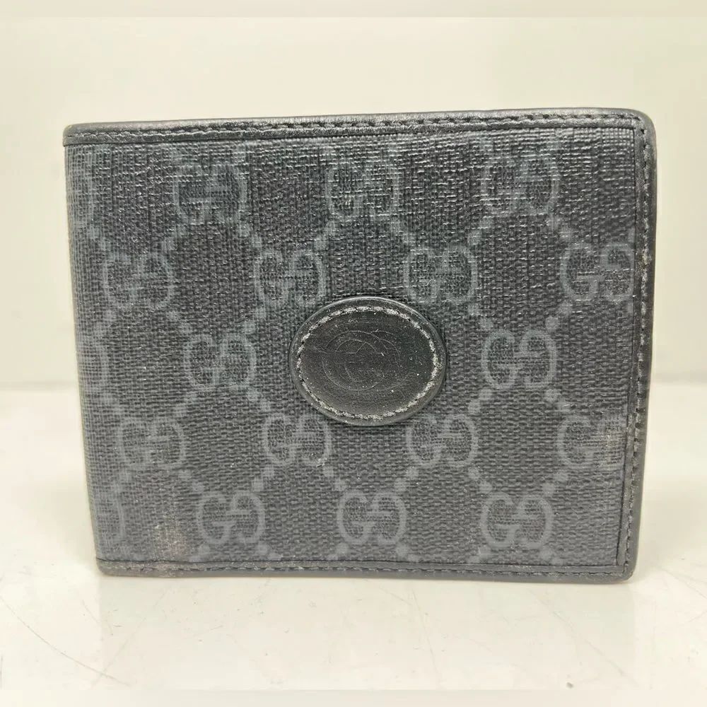 Gucci Men's Leather Grey GG Print Bifold Wallet